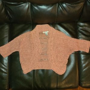 Cropped light knit cover up